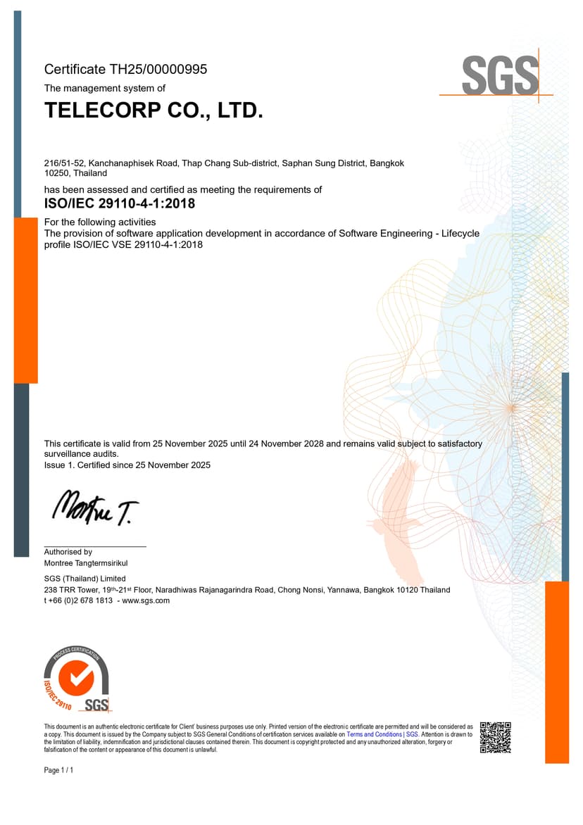 ISO/IEC 29110-4-1:2018 certificate